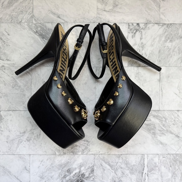 NEW Moschino Teddy Bear Studded Ankle Strap Platform Sandal - Picture 2 of 9